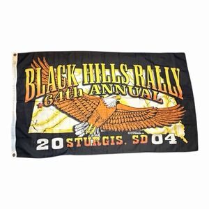 Vintage 64th Sturgis 2004 Black Hills Motorcycle Rally Large Flag/Banner 5' X 3'